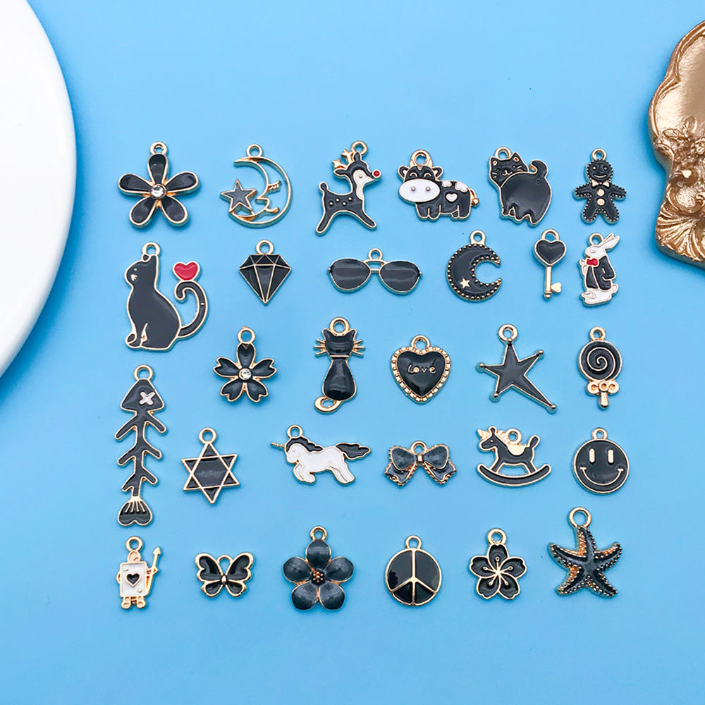 Wholesale Black Drip Oil Alloy Cartoon DIY Necklace, Bracelet, Pendant